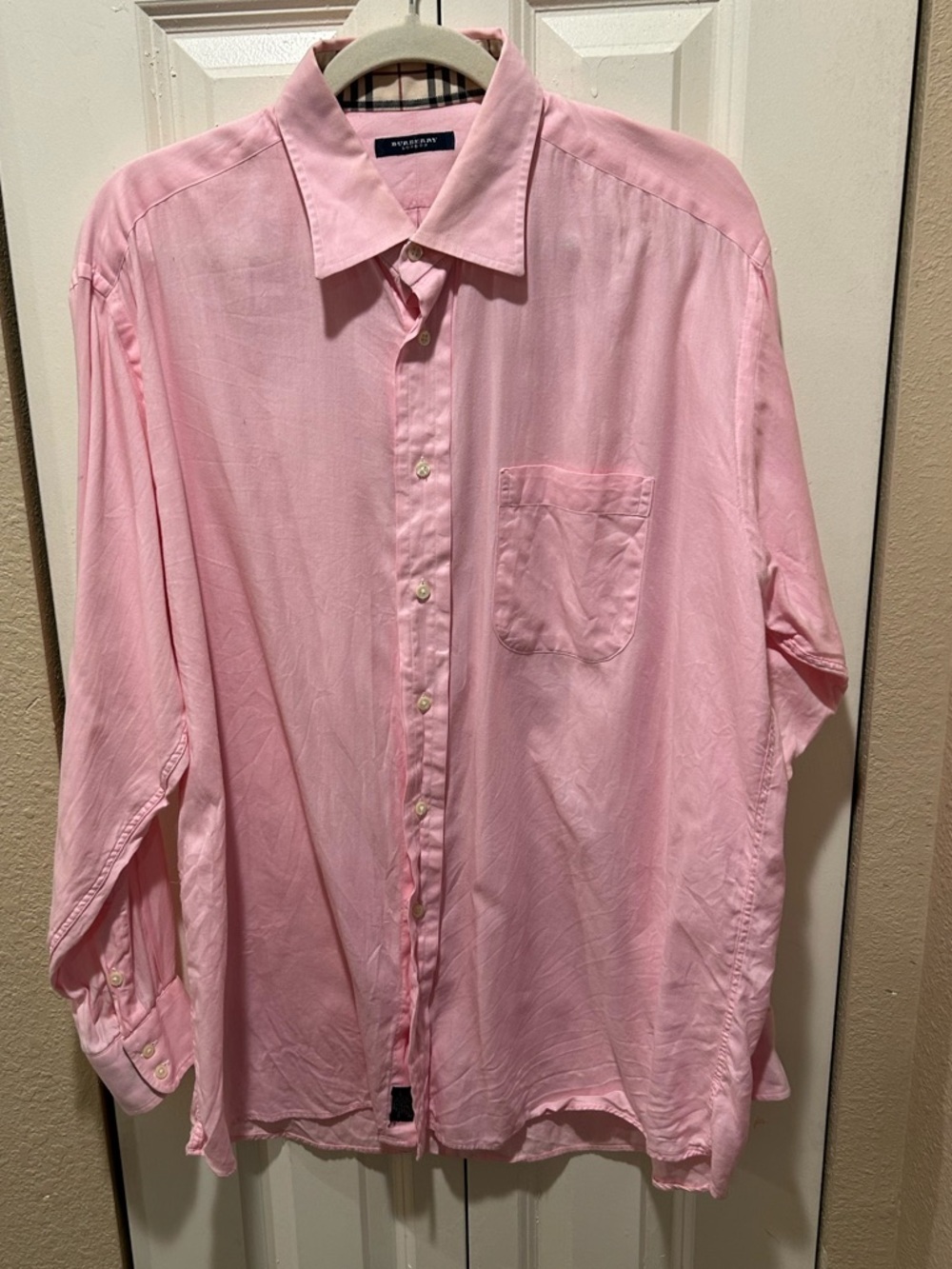 Burberry Mens Dress Pink Button Down Shirt Regular Classic Fit ,Neck 16.5